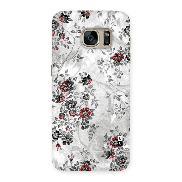 Pleasing Grey Floral Back Case for Galaxy S7