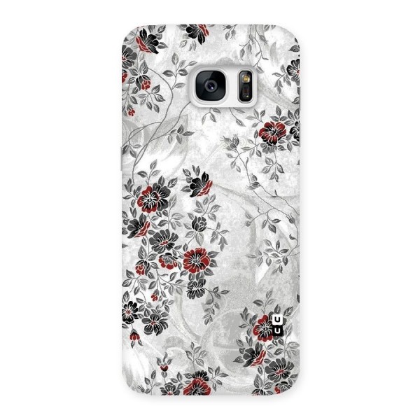 Pleasing Grey Floral Back Case for Galaxy S7 Edge