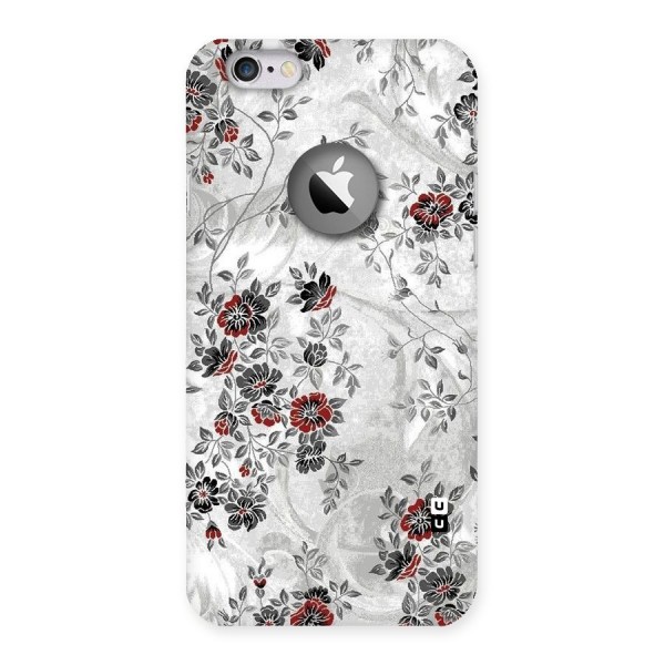 Pleasing Grey Floral Back Case for iPhone 6 Logo Cut