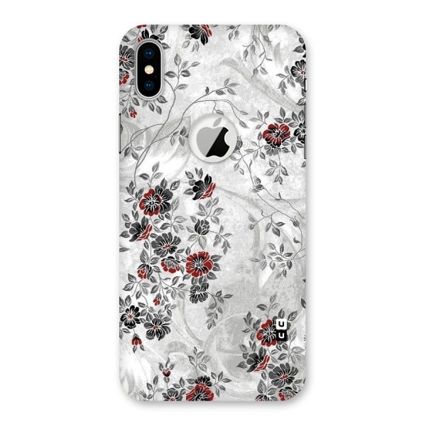 Pleasing Grey Floral Back Case for iPhone X Logo Cut