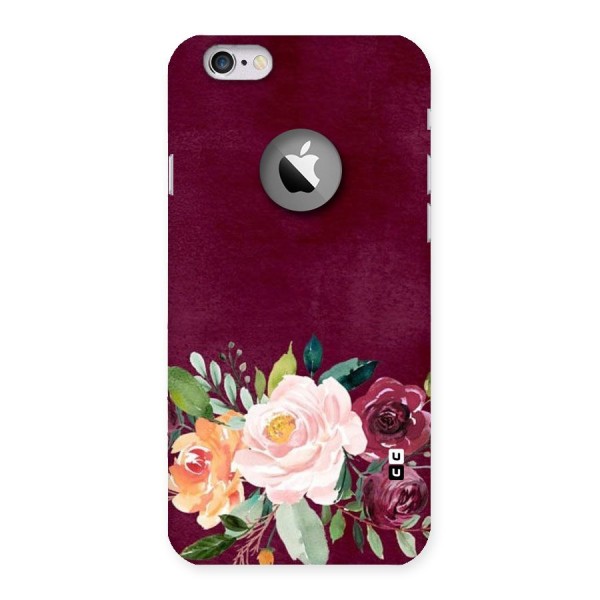 Plum Floral Design Back Case for iPhone 6 Logo Cut
