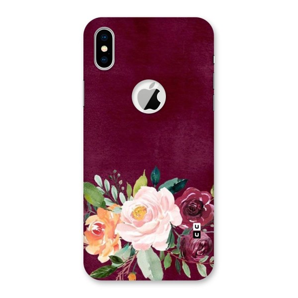 Plum Floral Design Back Case for iPhone X Logo Cut