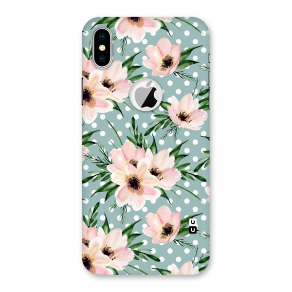 Polka Art Floral Back Case for iPhone XS Logo Cut