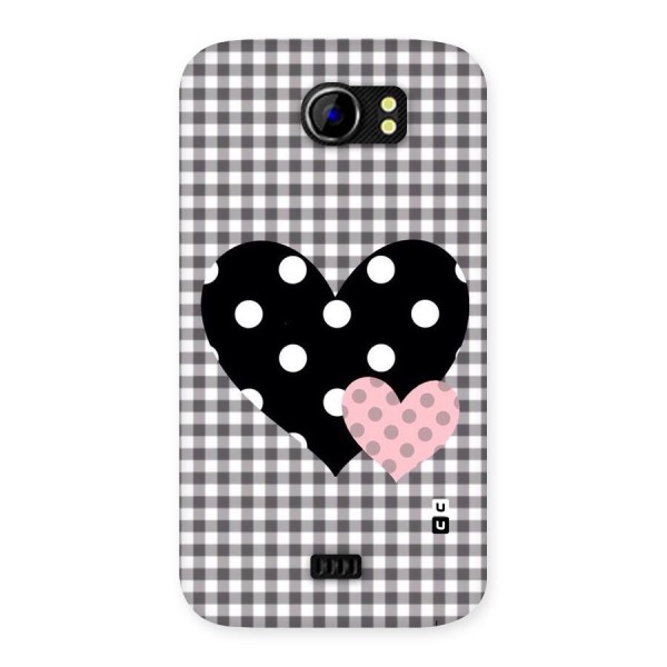 Polka Check Hearts Back Case for Micromax Canvas 2 A110