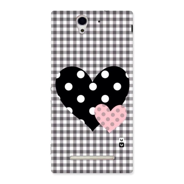 Polka Check Hearts Back Case for Sony Xperia C3