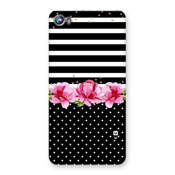 Polka Floral Stripes Back Case for Micromax Canvas Fire 4 A107
