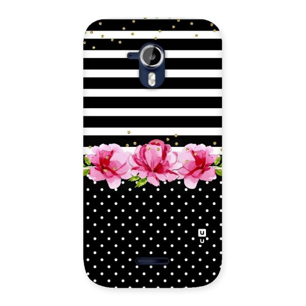 Polka Floral Stripes Back Case for Micromax Canvas Magnus A117