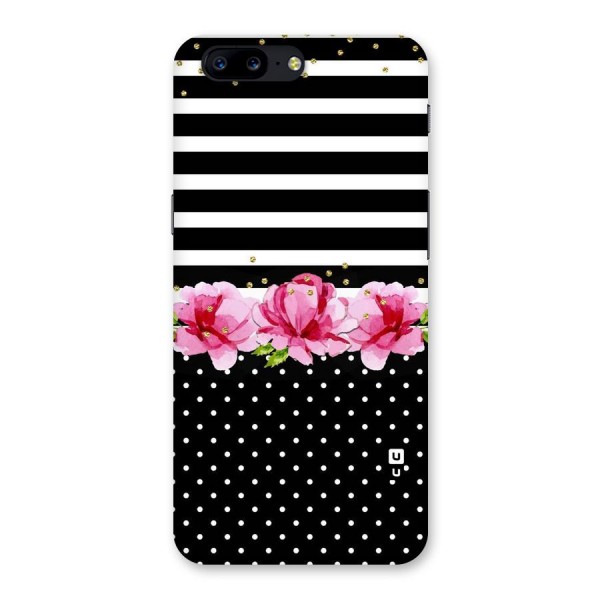 Polka Floral Stripes Back Case for OnePlus 5