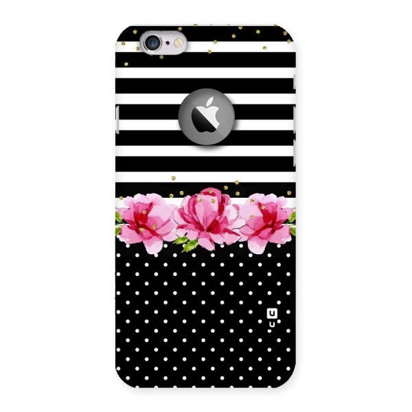 Polka Floral Stripes Back Case for iPhone 6 Logo Cut