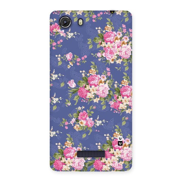 Purple Pink Floral Back Case for Micromax Unite 3