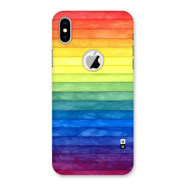 Rainbow Colors Stripes Back Case for iPhone XS Logo Cut