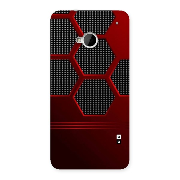 Red Black Hexagons Back Case for HTC One M7