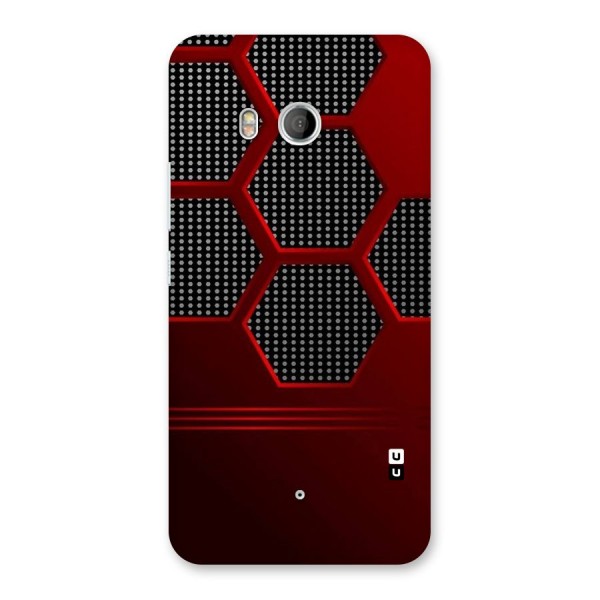 Red Black Hexagons Back Case for HTC U11