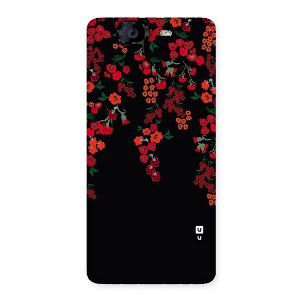 Red Floral Pattern Back Case for Canvas Knight A350