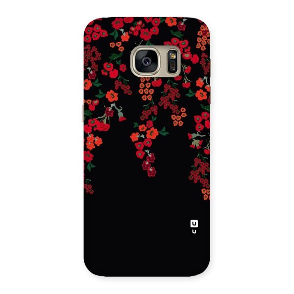Red Floral Pattern Back Case for Galaxy S7