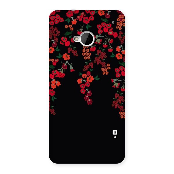 Red Floral Pattern Back Case for HTC One M7