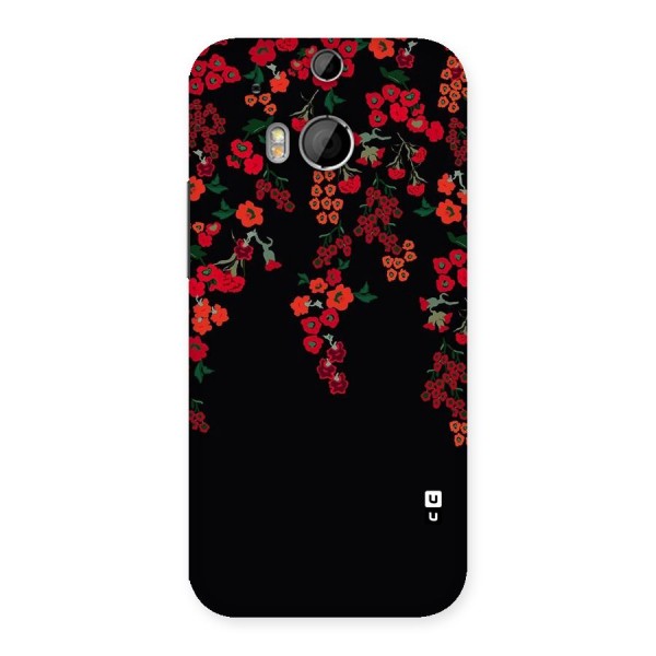 Red Floral Pattern Back Case for HTC One M8