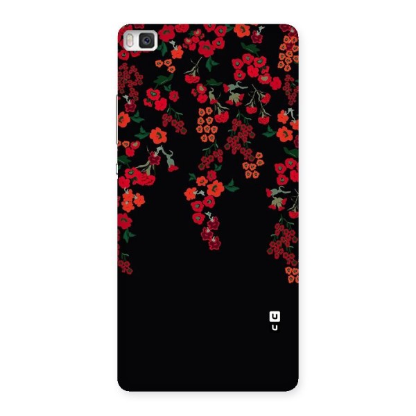 Red Floral Pattern Back Case for Huawei P8