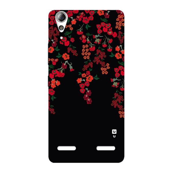 Red Floral Pattern Back Case for Lenovo A6000 Plus