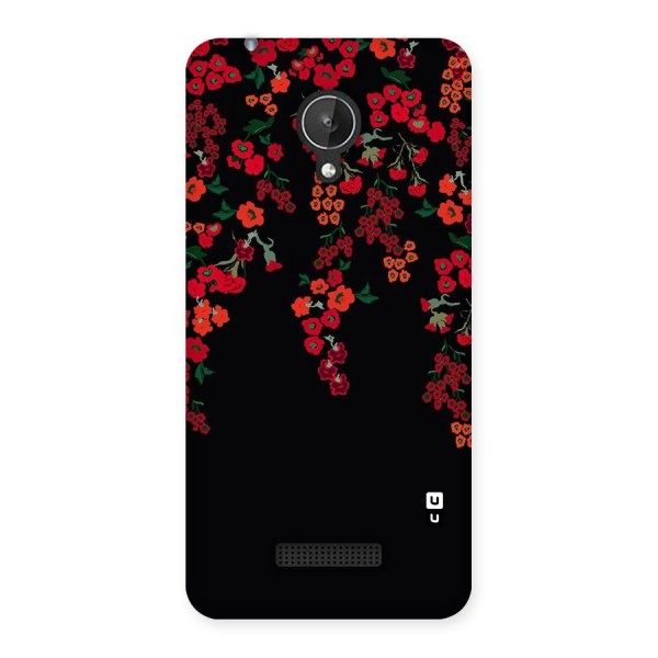 Red Floral Pattern Back Case for Micromax Canvas Spark Q380