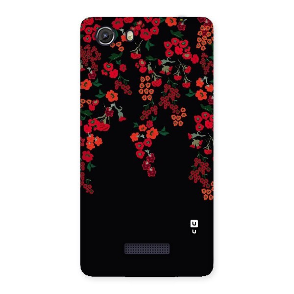 Red Floral Pattern Back Case for Micromax Unite 3