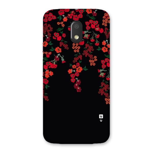 Red Floral Pattern Back Case for Moto E3 Power