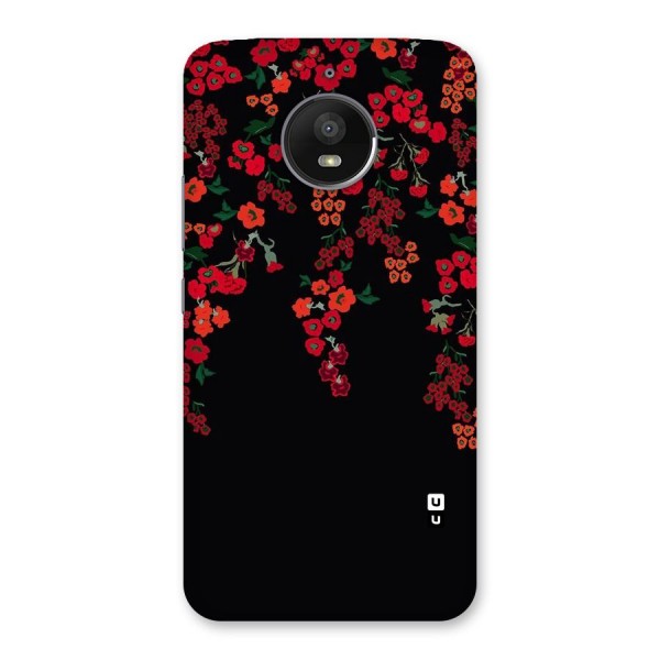 Red Floral Pattern Back Case for Moto E4 Plus