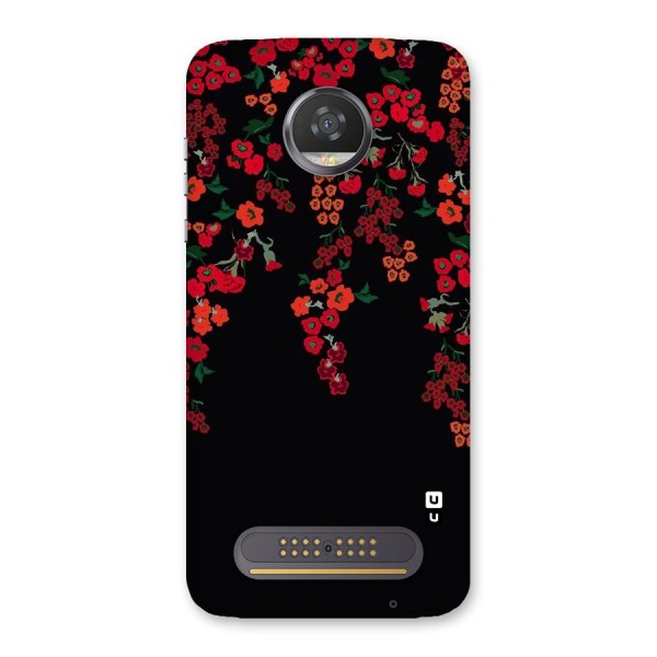 Red Floral Pattern Back Case for Moto Z2 Play