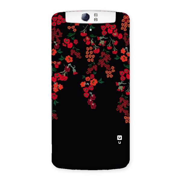 Red Floral Pattern Back Case for Oppo N1