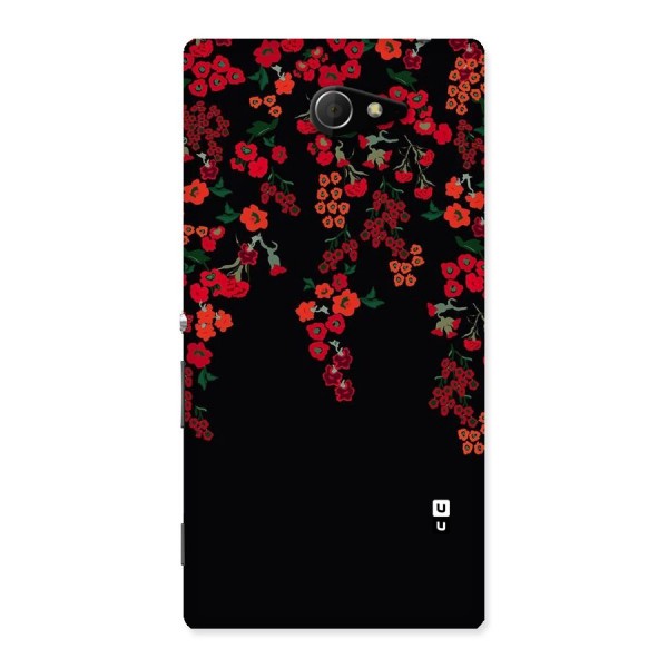 Red Floral Pattern Back Case for Sony Xperia M2