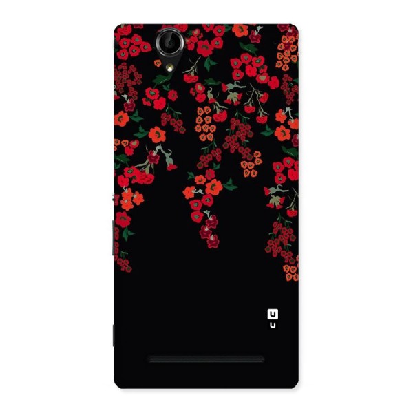 Red Floral Pattern Back Case for Sony Xperia T2