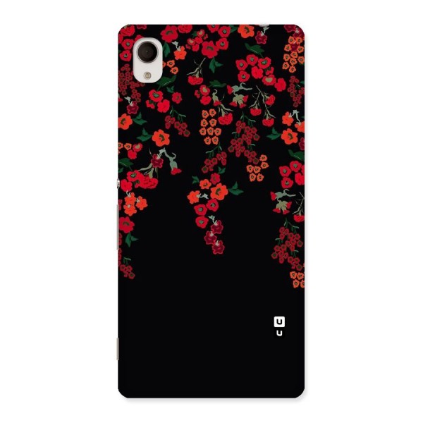 Red Floral Pattern Back Case for Xperia M4 Aqua