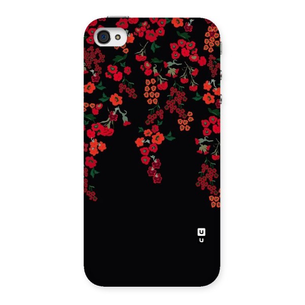 Red Floral Pattern Back Case for iPhone 4 4s