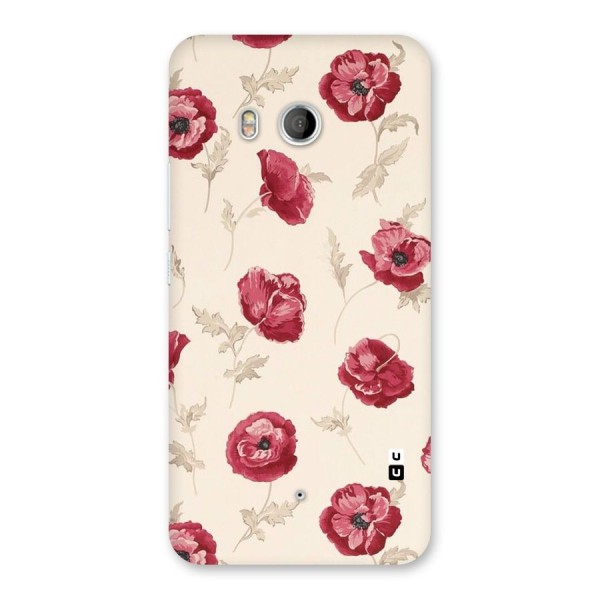 Red Rose Floral Art Back Case for HTC U11