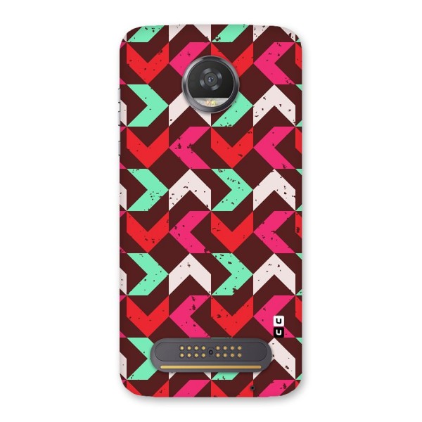Retro Red Pink Pattern Back Case for Moto Z2 Play