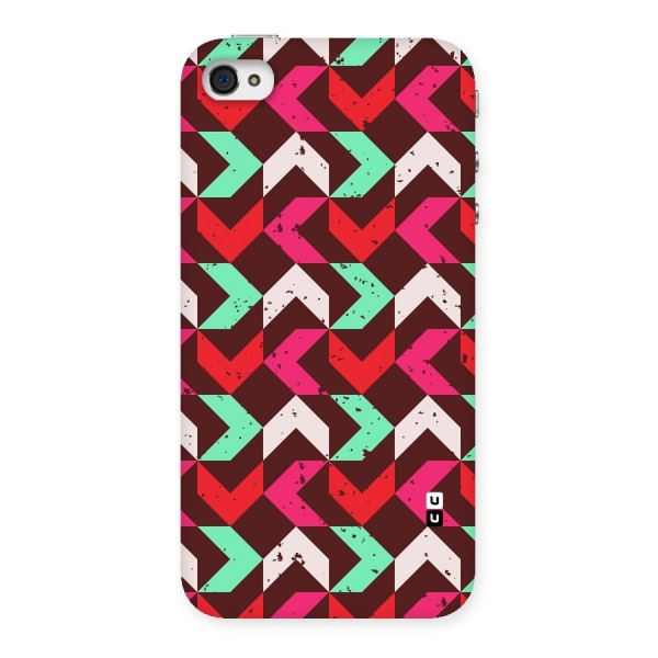 Retro Red Pink Pattern Back Case for iPhone 4 4s