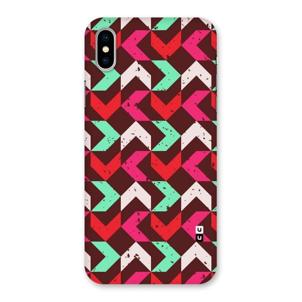 Retro Red Pink Pattern Back Case for iPhone X