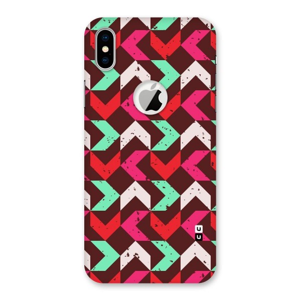 Retro Red Pink Pattern Back Case for iPhone X Logo Cut