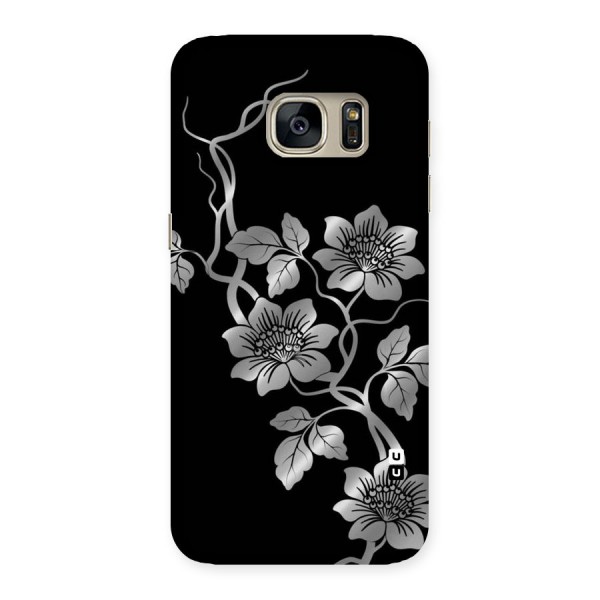 Silver Grey Flowers Back Case for Galaxy S7