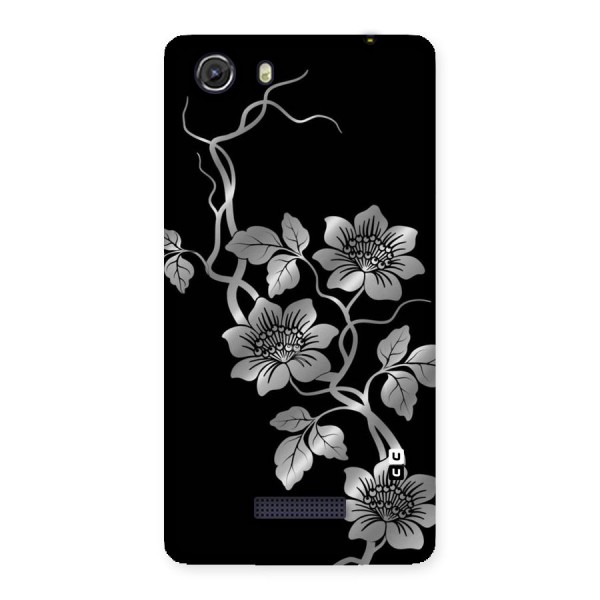 Silver Grey Flowers Back Case for Micromax Unite 3