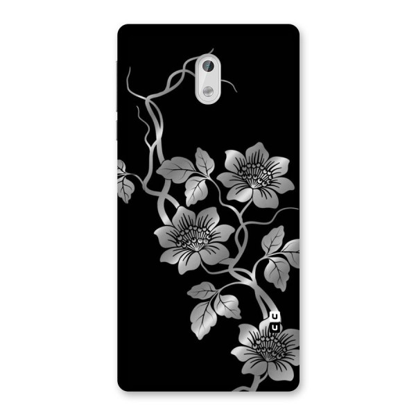 Silver Grey Flowers Back Case for Nokia 3