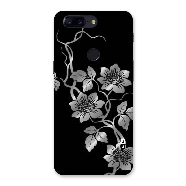 Silver Grey Flowers Back Case for OnePlus 5T