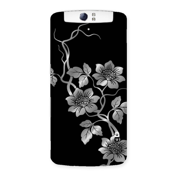 Silver Grey Flowers Back Case for Oppo N1