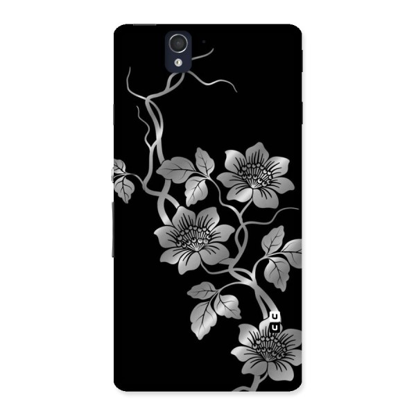 Silver Grey Flowers Back Case for Sony Xperia Z