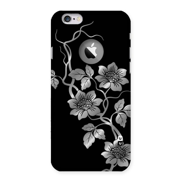 Silver Grey Flowers Back Case for iPhone 6 Logo Cut