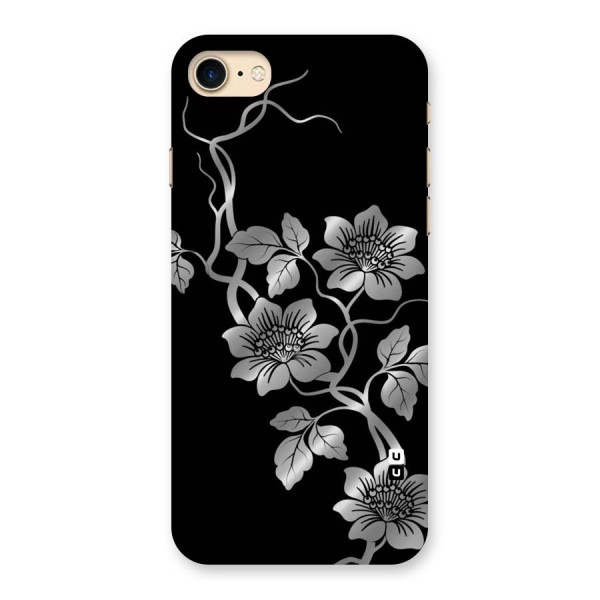 Silver Grey Flowers Back Case for iPhone 7
