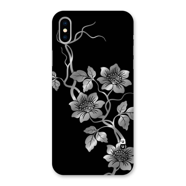 Silver Grey Flowers Back Case for iPhone X