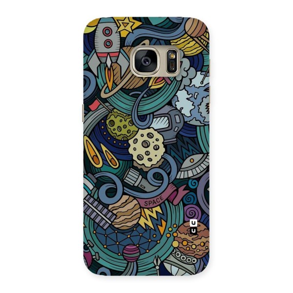 Space Pattern Blue Back Case for Galaxy S7