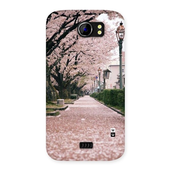 Street In Pink Flowers Back Case for Micromax Canvas 2 A110