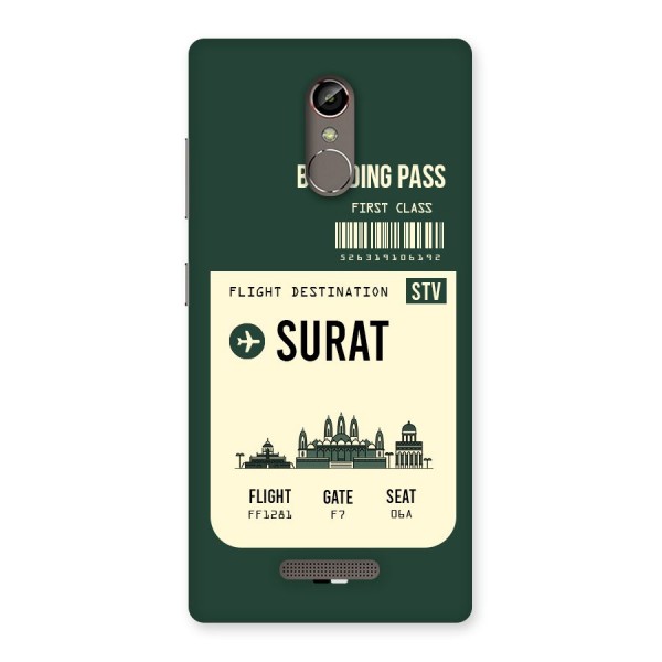 Surat Boarding Pass Back Case for Gionee S6s